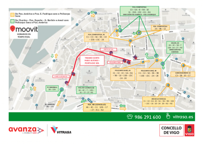 Vigo inicia una campaña informativa sobre los cambios en el transporte público por las obras de Puerta del Sol