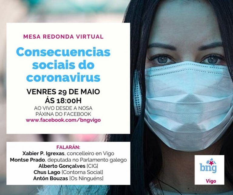 O BNG de Vigo organiza unha mesa redonda virtual sobre as consecuencias sociais do coronavirus