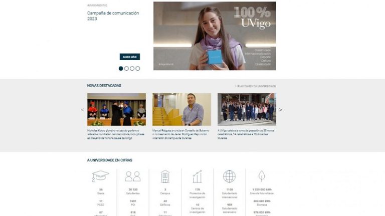 A Universidade de Vigo remodela a súa web para mellorar o acceso aos contidos máis relevantes