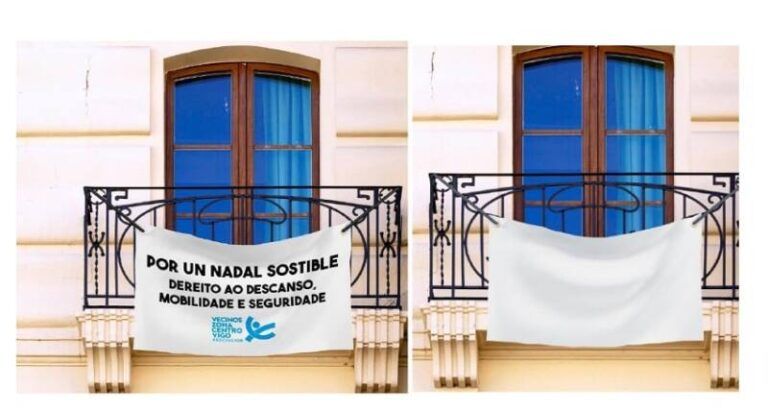 «Campaña de las Sábanas Blancas en Vigo»: Vecinos protestan contra el modelo navideño de la ciudad