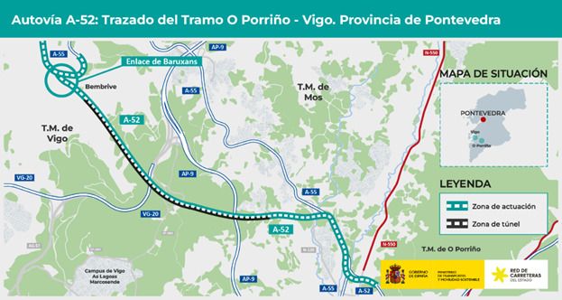El Ministerio de Transportes somete a información pública el proyecto del nuevo tramo de la A-52 entre O Porriño y Vigo