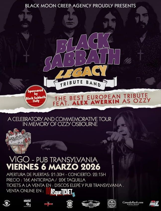Black Sabbath Legacy actuará en Vigo con un concierto exclusivo en Galicia el 6 de marzo