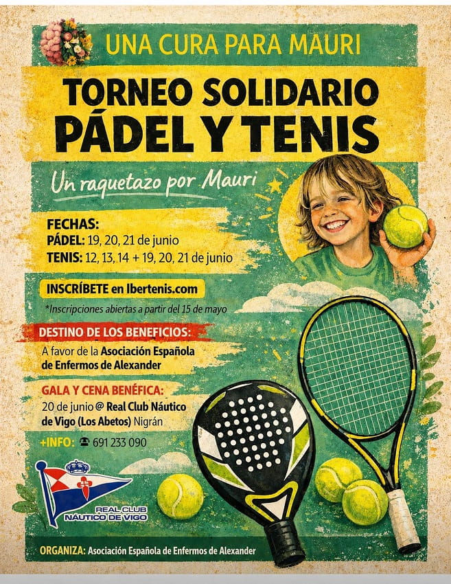 Pádel y tenis del área de Vigo se unen en un torneo solidario para recaudar fondos contra el Síndrome de Alexander