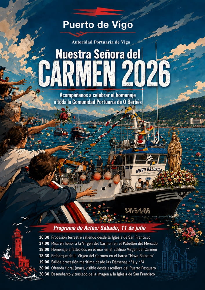 El Puerto de Vigo celebrará el 11 de julio los actos en honor a la Virgen del Carmen